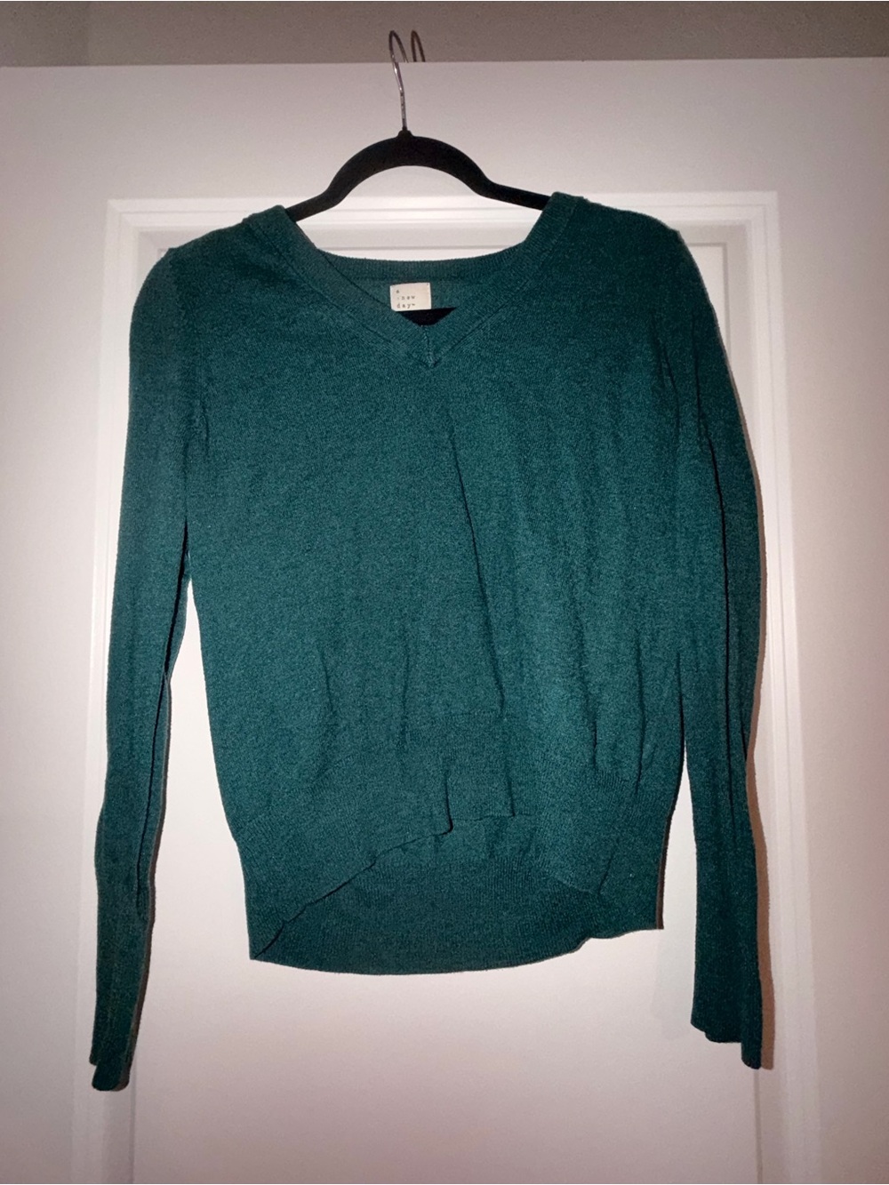 a new day Teal V-Neck Lightweight Sweater